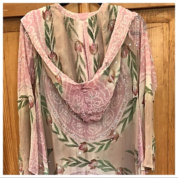 🎉HP🎉🦋HAND BEADED-EMBROIDERED SILK BOHO KIMONO🦋 - Picture 6 of 8